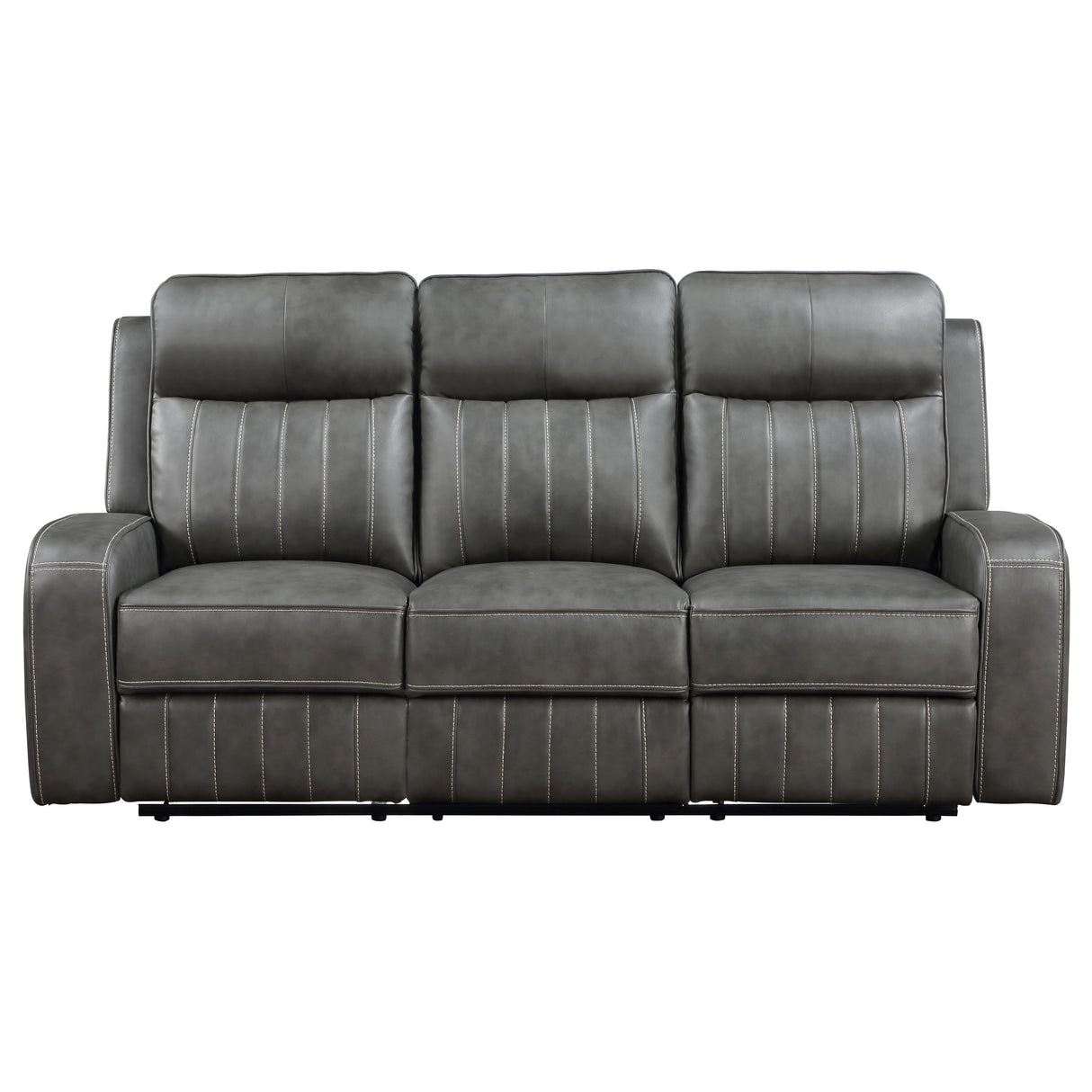 Raelynn 2-Piece Grey Leatherette Reclining Sofa Set