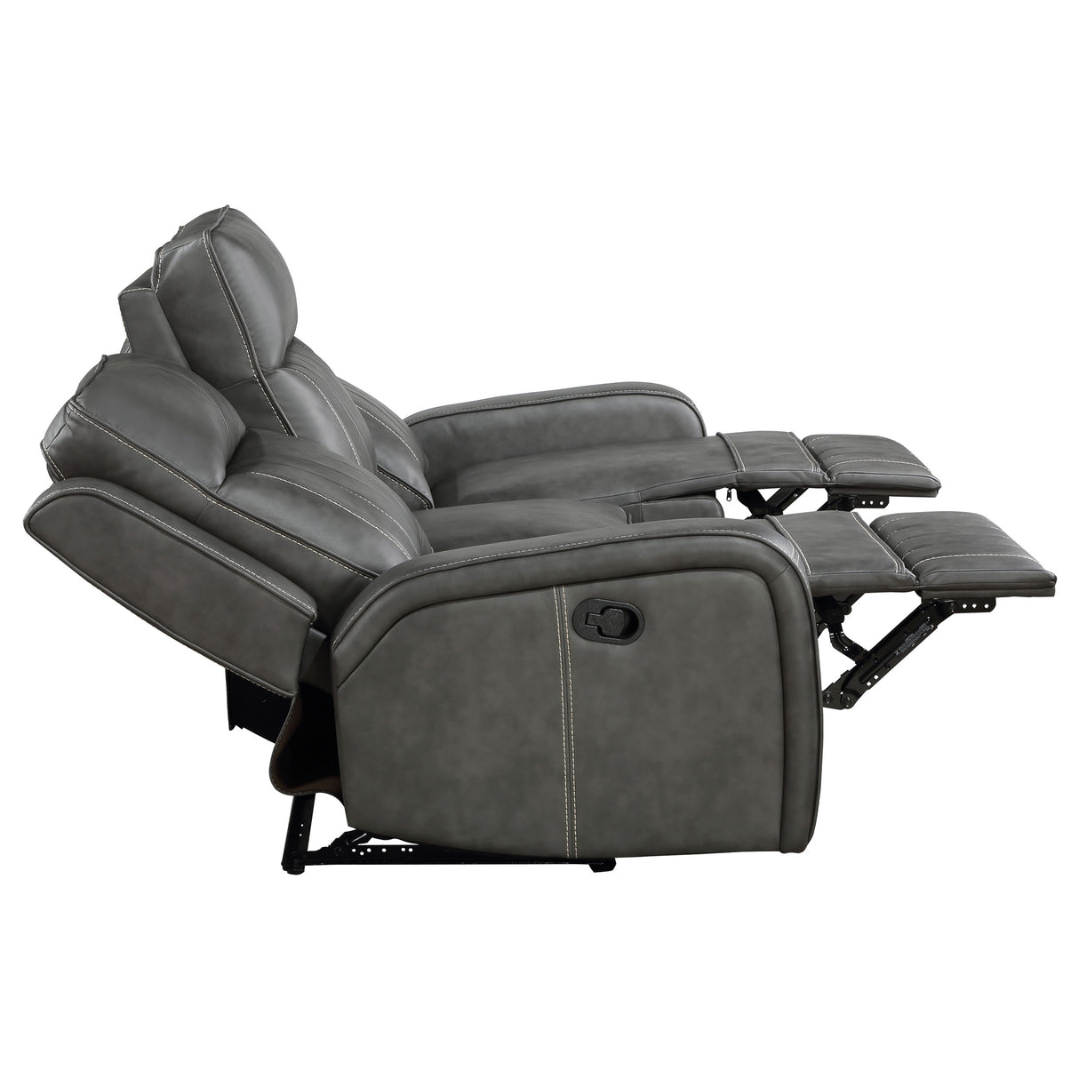 Raelynn 2-Piece Grey Leatherette Reclining Sofa Set