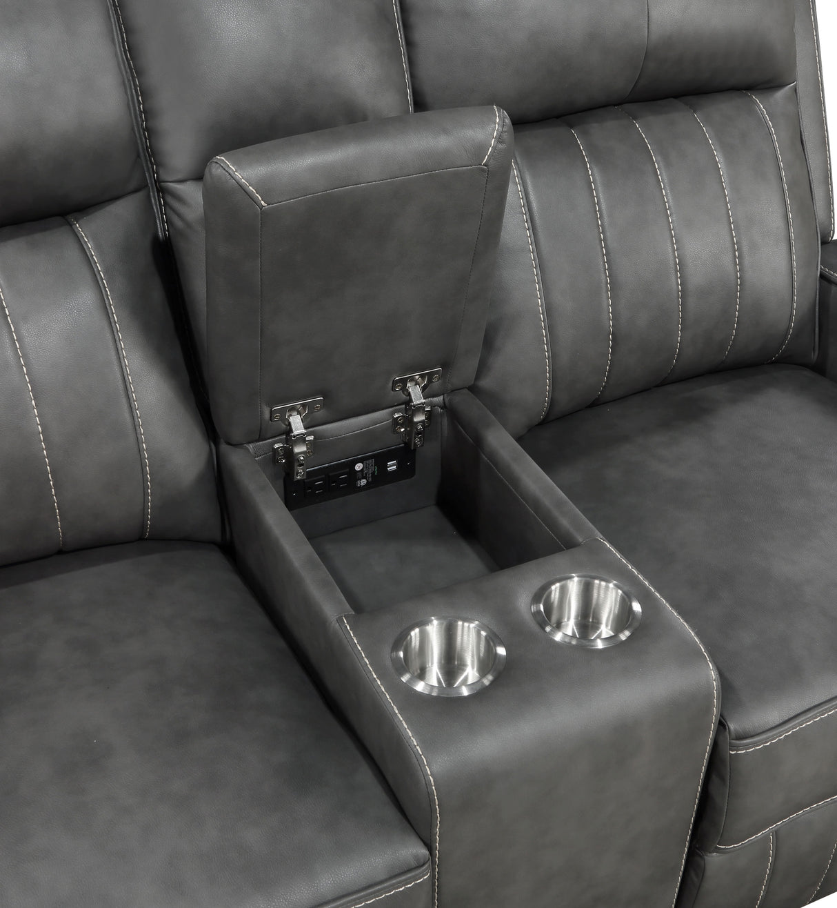 Raelynn 2-Piece Grey Leatherette Reclining Sofa Set