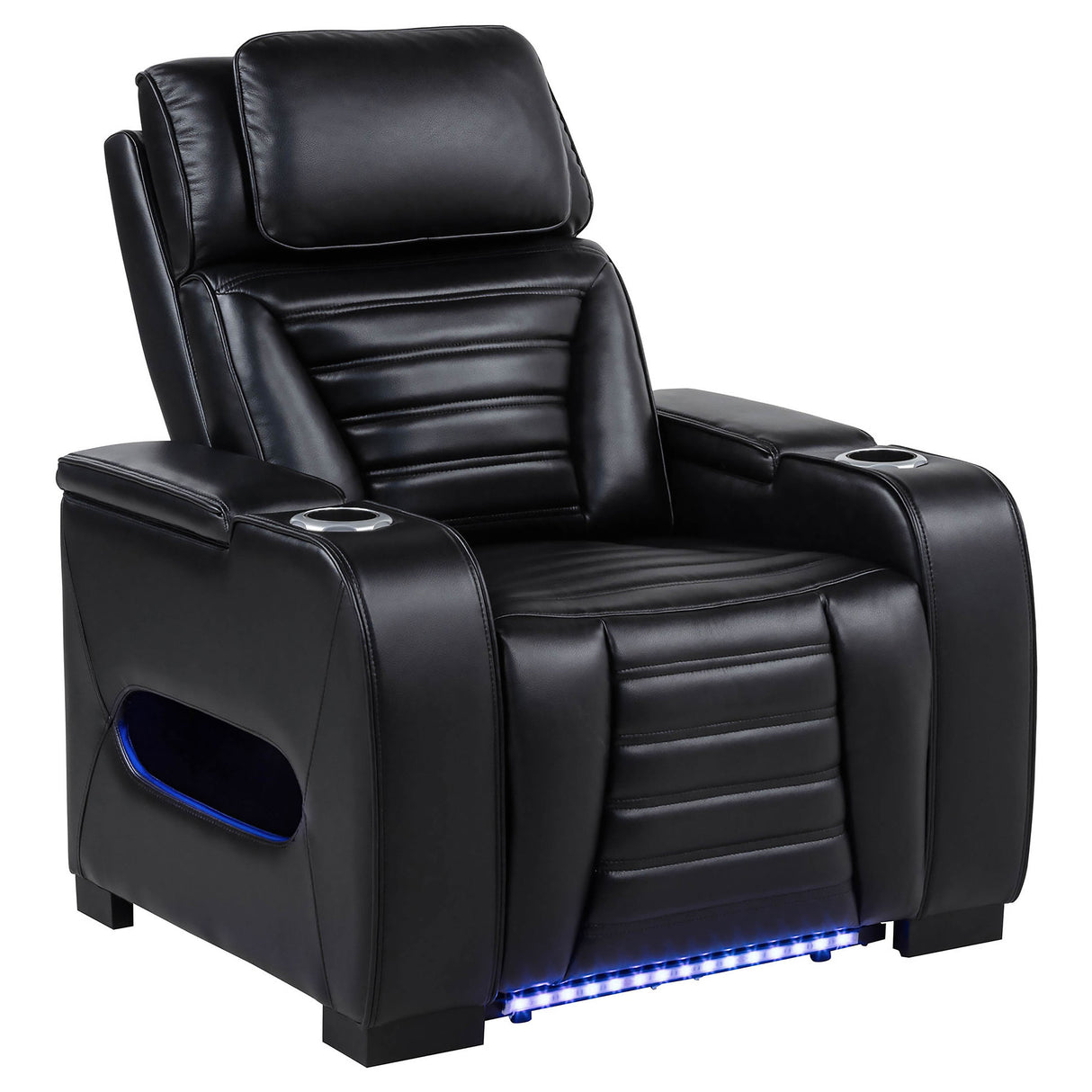 Zuma Faux Leather Dual Power LED Recliner Black