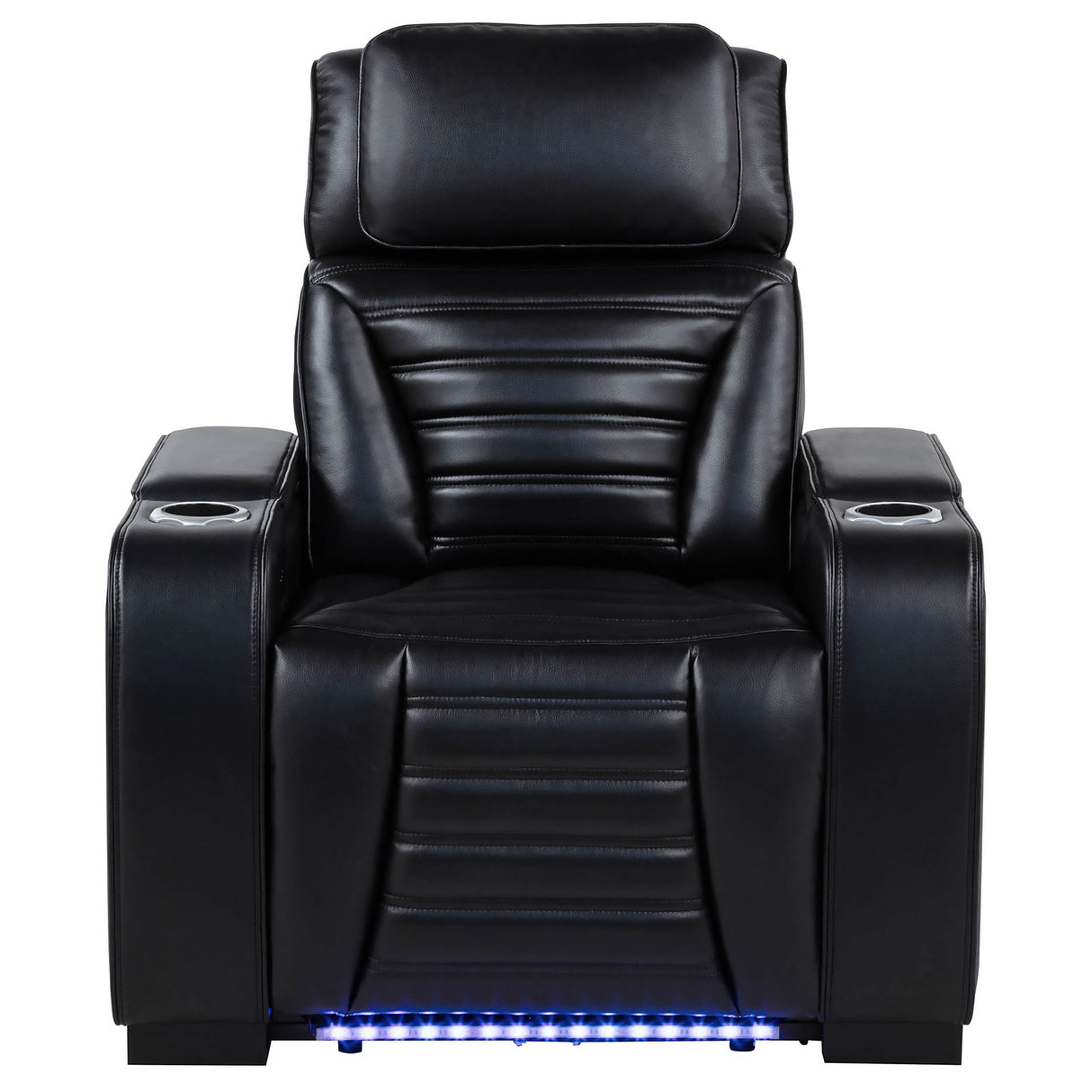 Zuma Faux Leather Dual Power LED Recliner Black