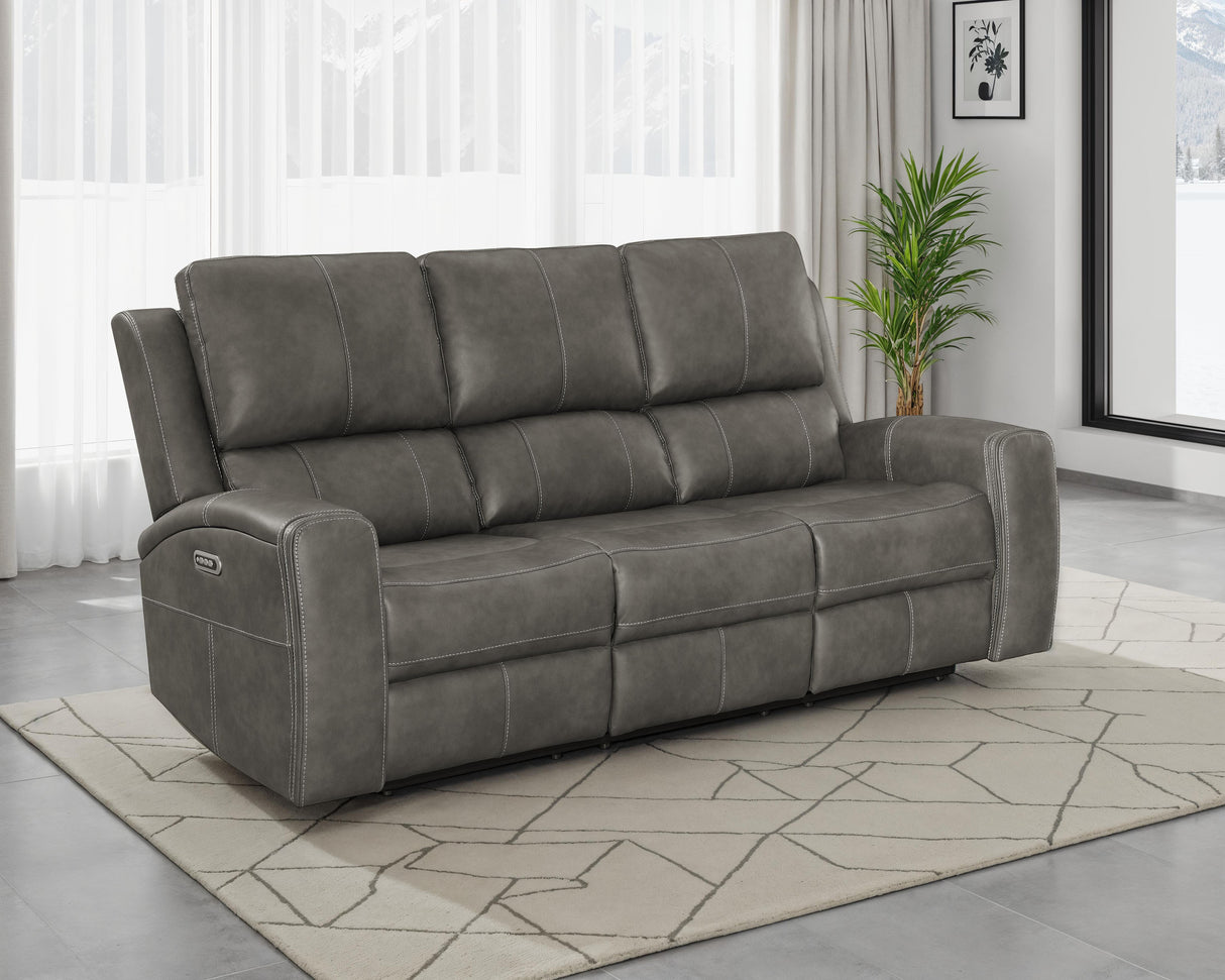 Brickston Triple Power Reclining Sofa - Charcoal