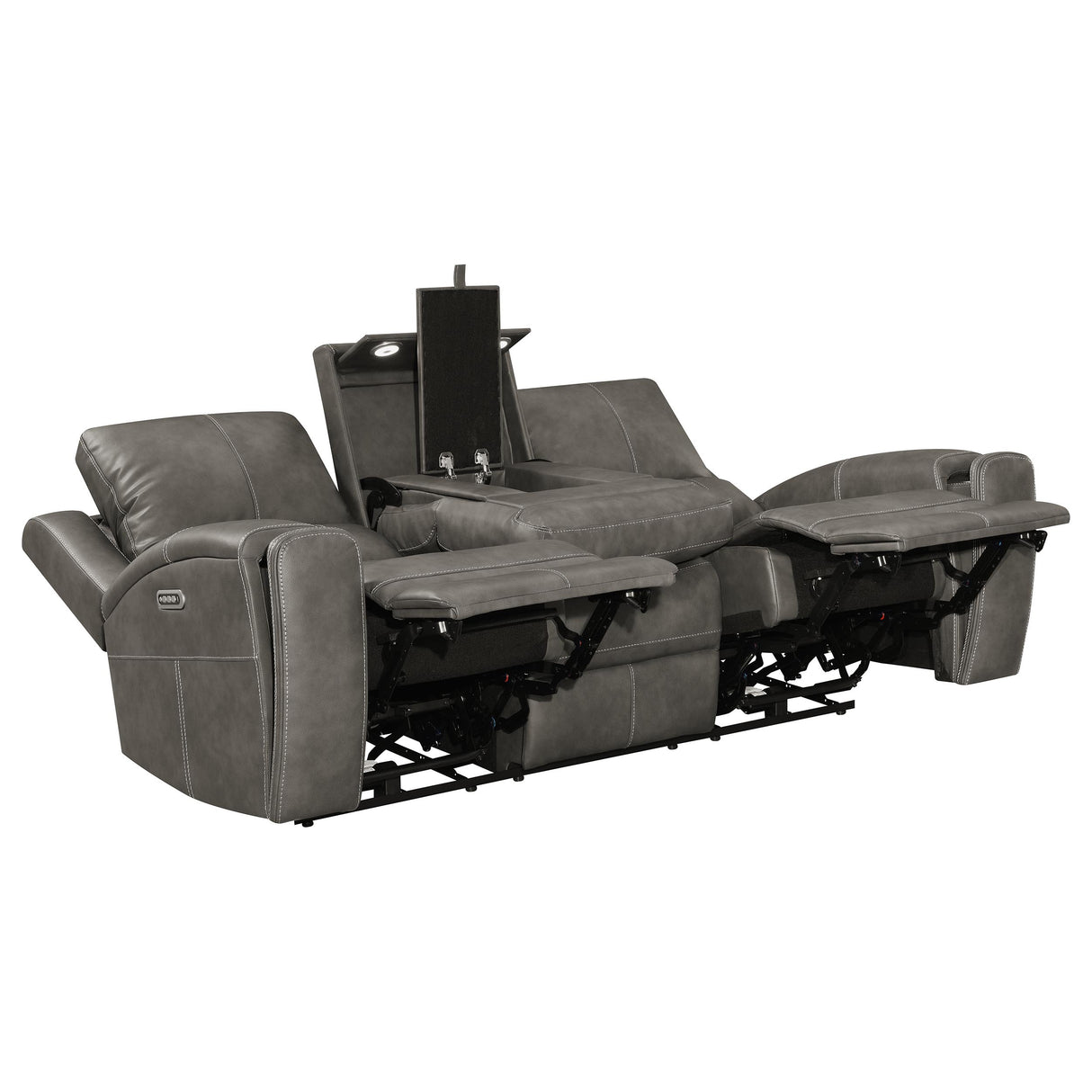 Brickston Triple Power Reclining Sofa - Charcoal