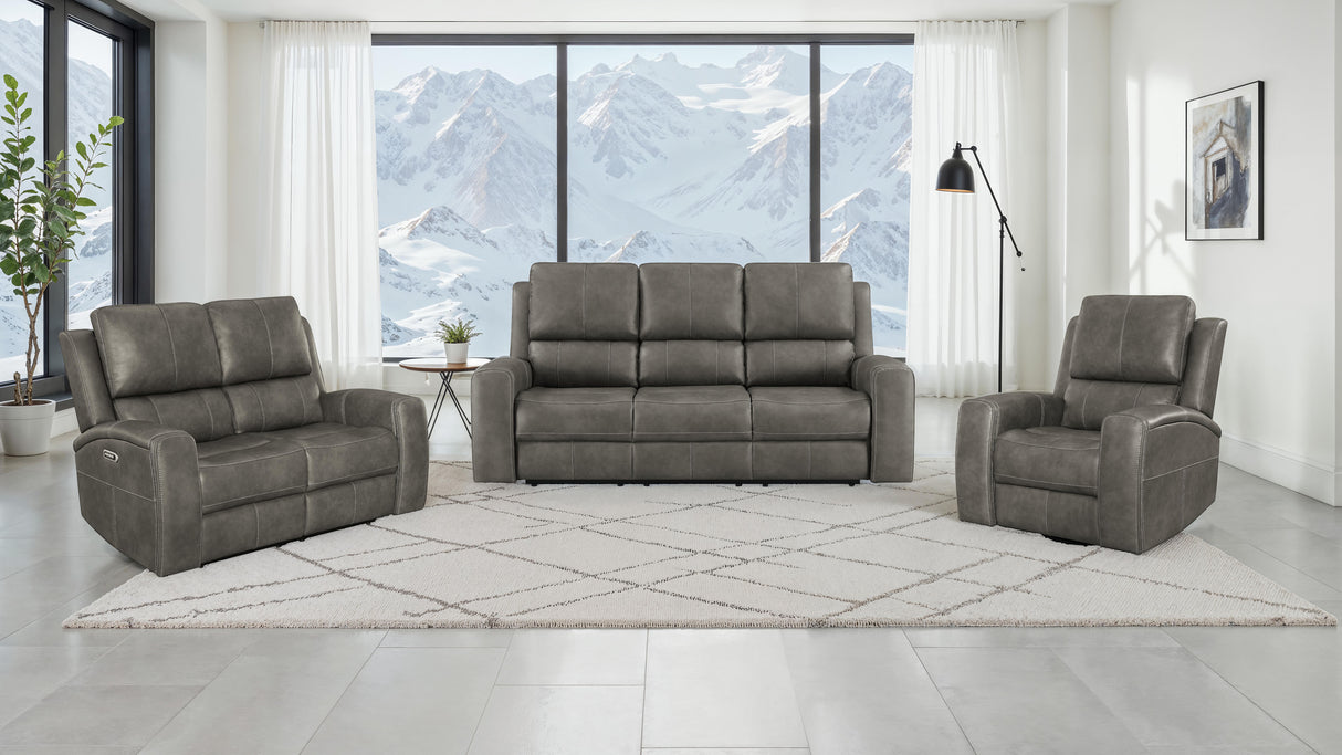 Brickston Triple Power Reclining Sofa - Charcoal