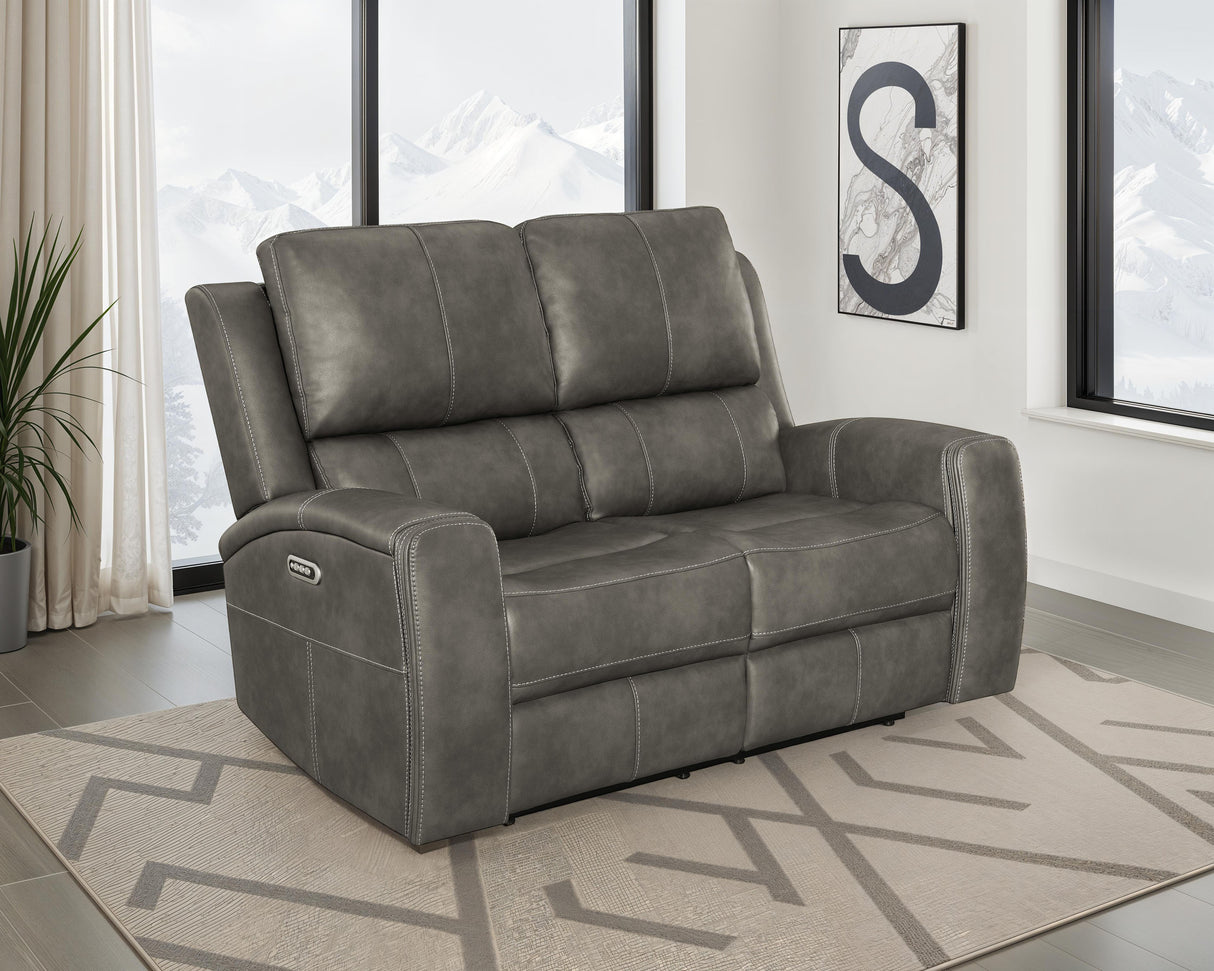 Brickston Triple Power Reclining Loveseat - Charcoal