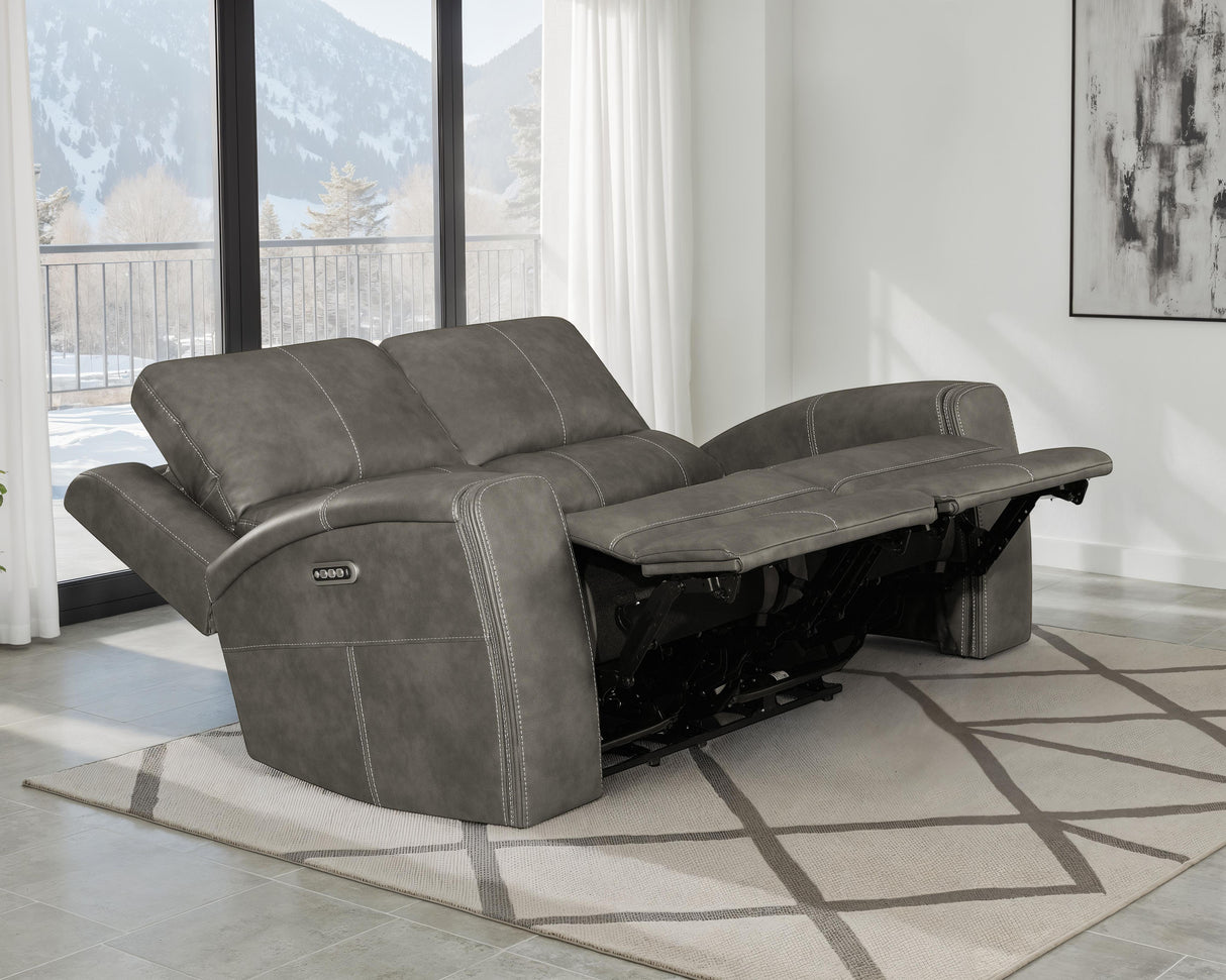 Brickston Triple Power Reclining Loveseat - Charcoal