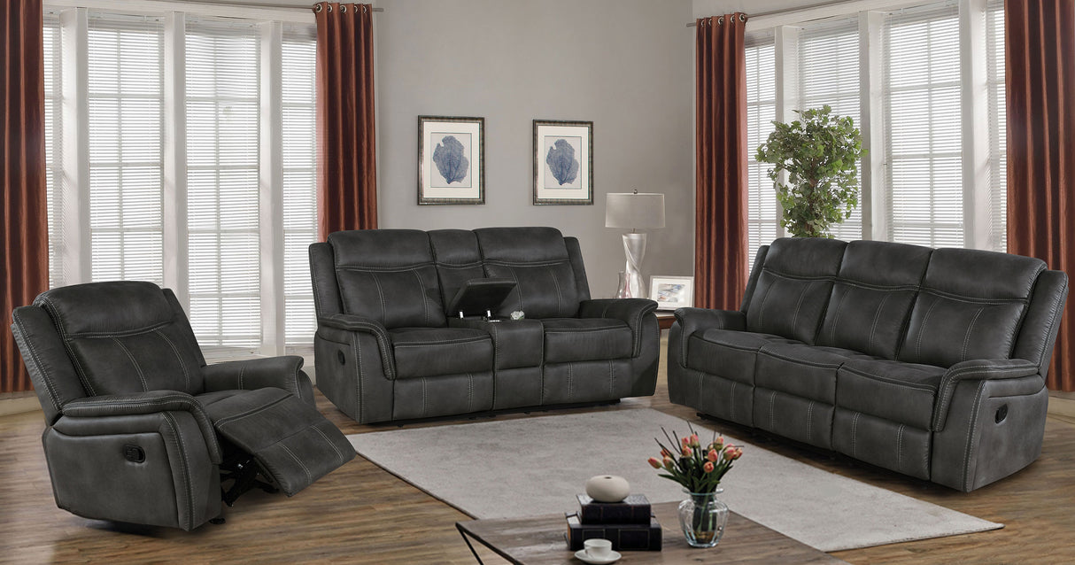 Lawrence Upholstered Reclining Sofa Charcoal