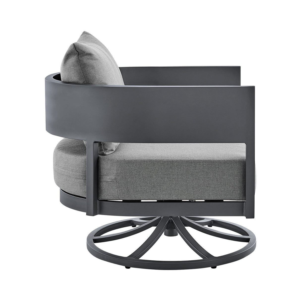 Argiope - Outdoor Patio Swivel Rocking Chair - Gray Aluminum With Cushions