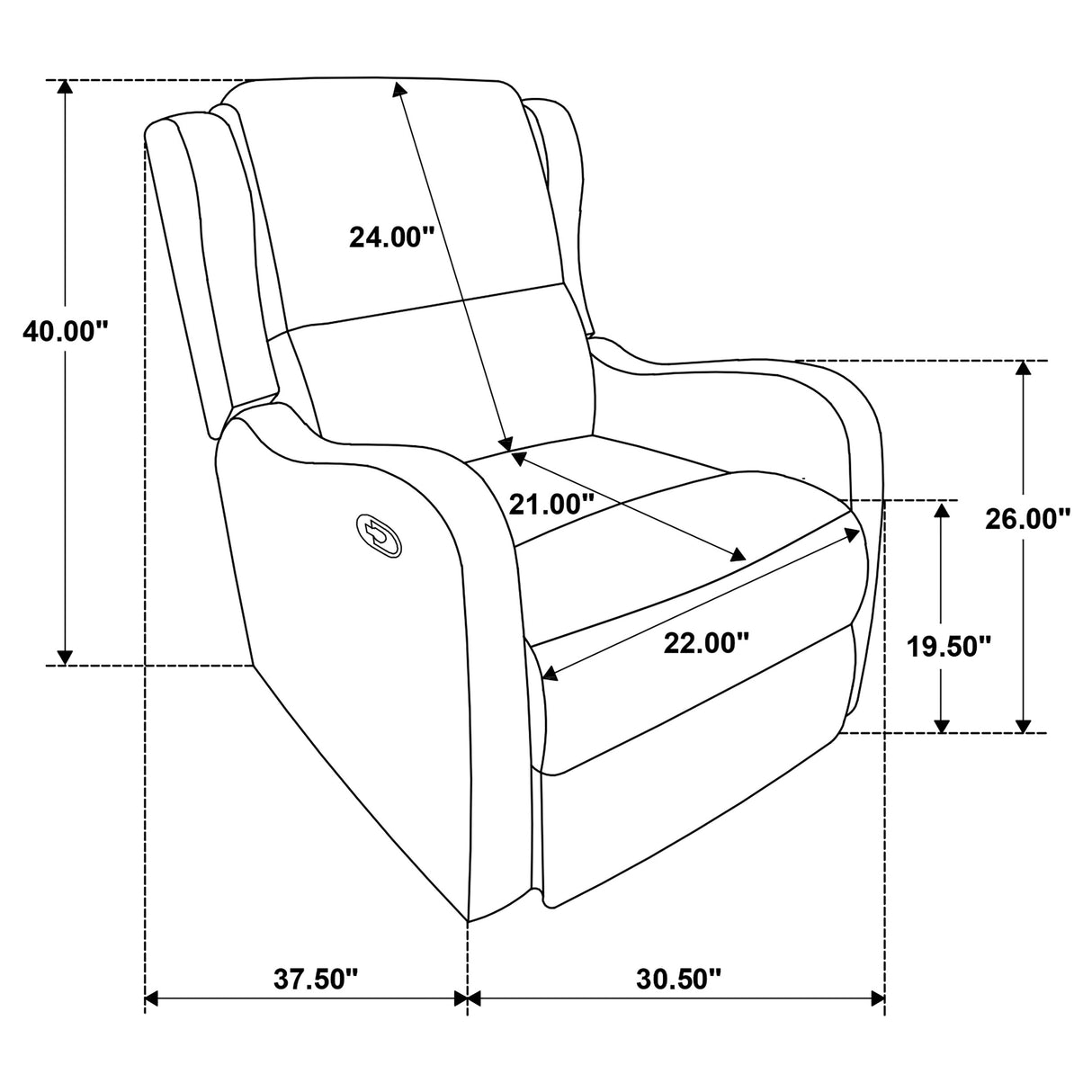 Kelsey Upholstered English Arm Recliner Chair, Ivory