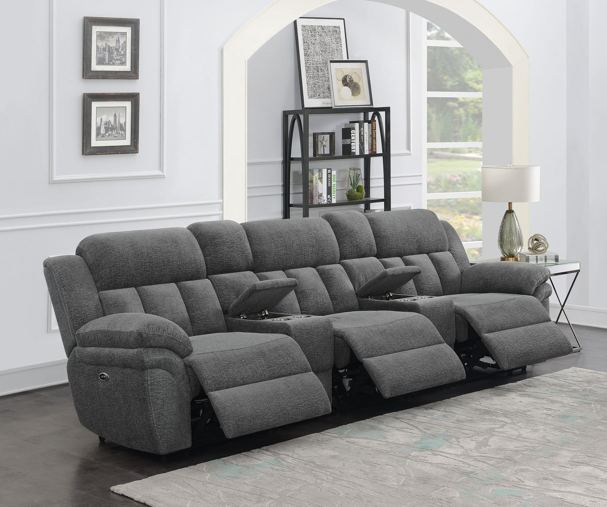 Bahrain 5-Piece Power Home Theater Seating Charcoal