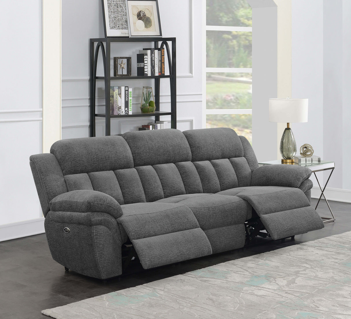 Bahrain Upholstered Power Sofa in Charcoal