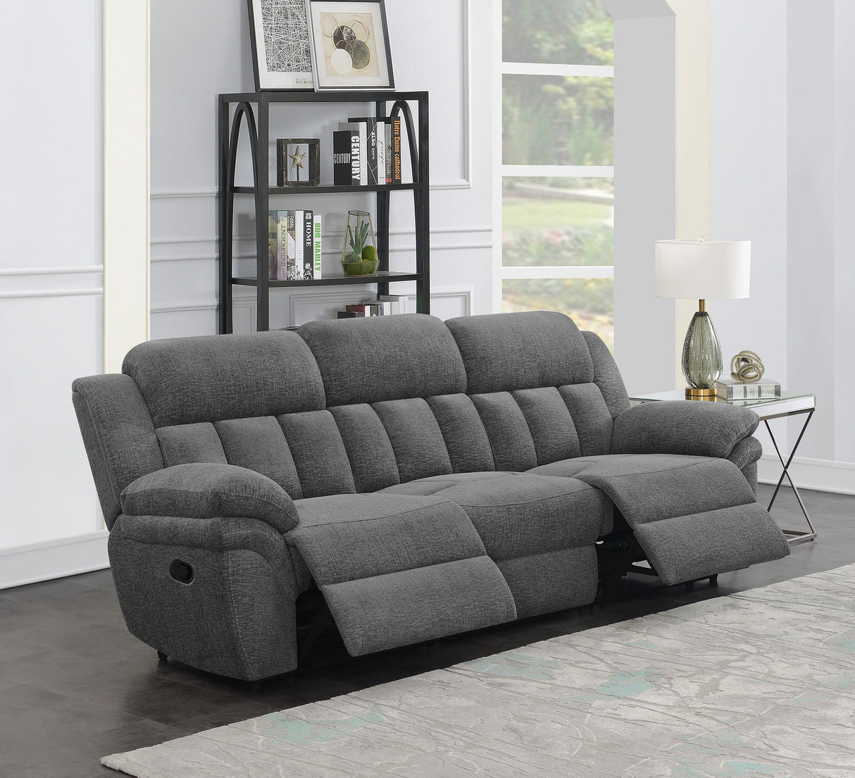 Bahrain Upholstered Motion Sofa in Charcoal