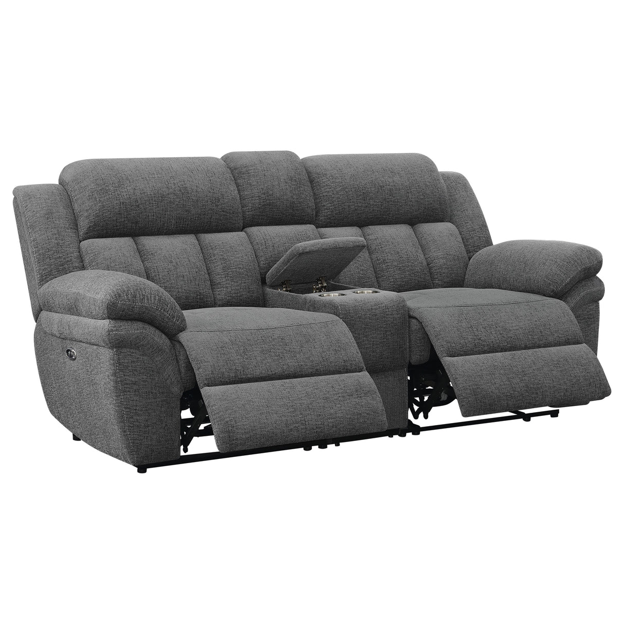 Bahrain Upholstered Power Loveseat in Charcoal