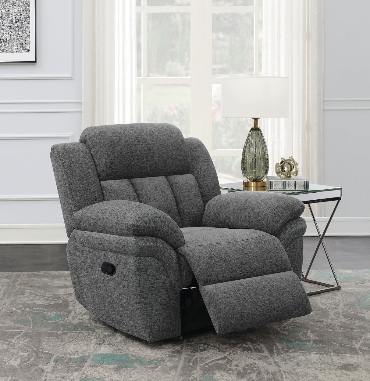 Bahrain Upholstered Glider Recliner - Charcoal
