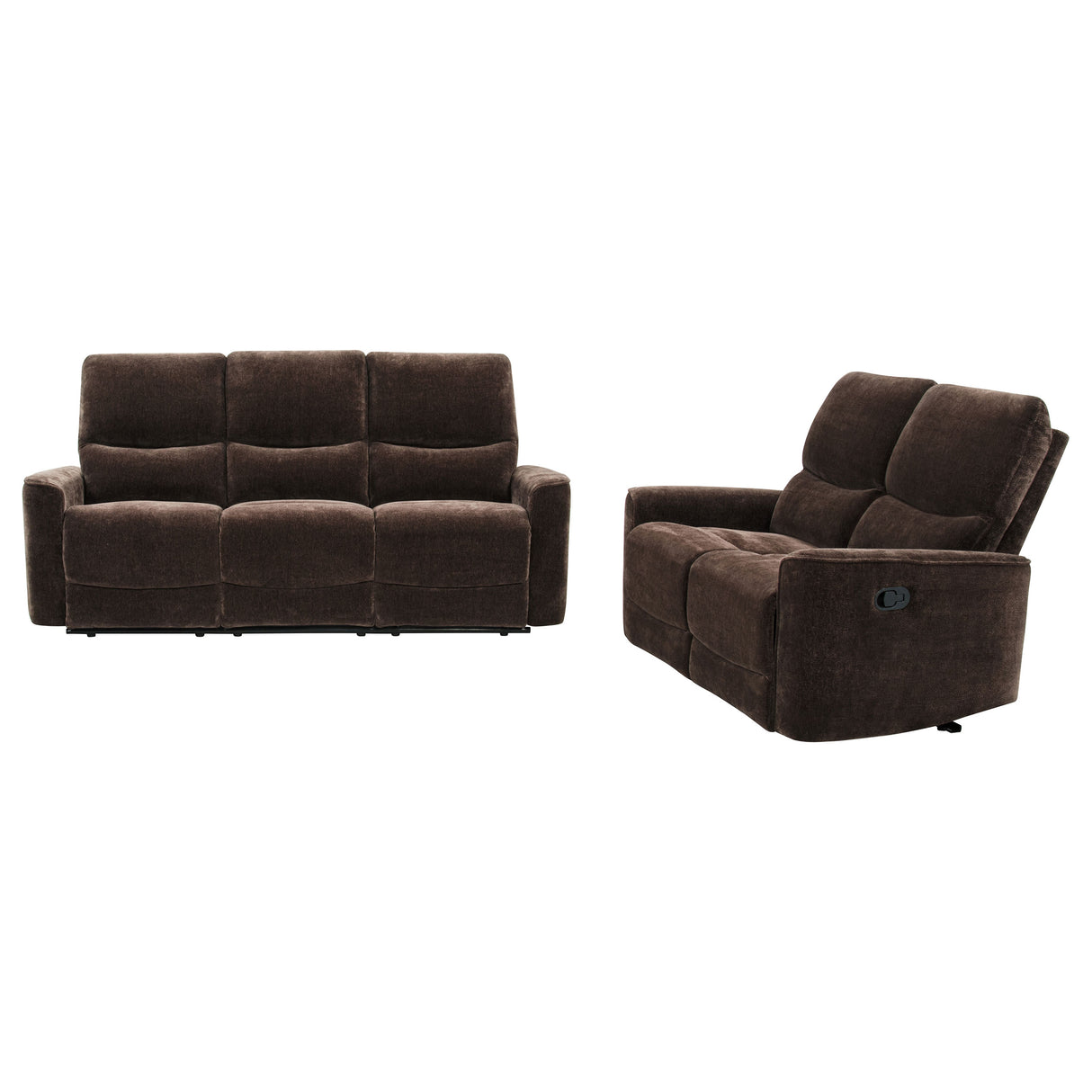 Navarro 2-Piece Upholstered Reclining Sofa Set, Dark Brown
