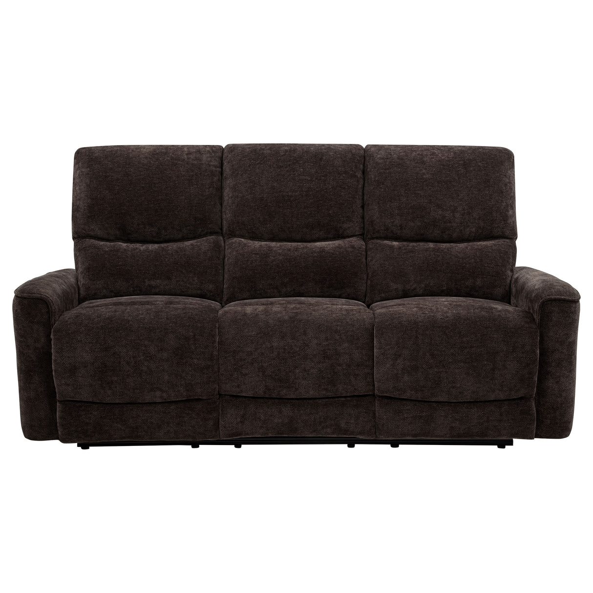 Navarro Chenille Upholstered Reclining Sofa in Dark Brown