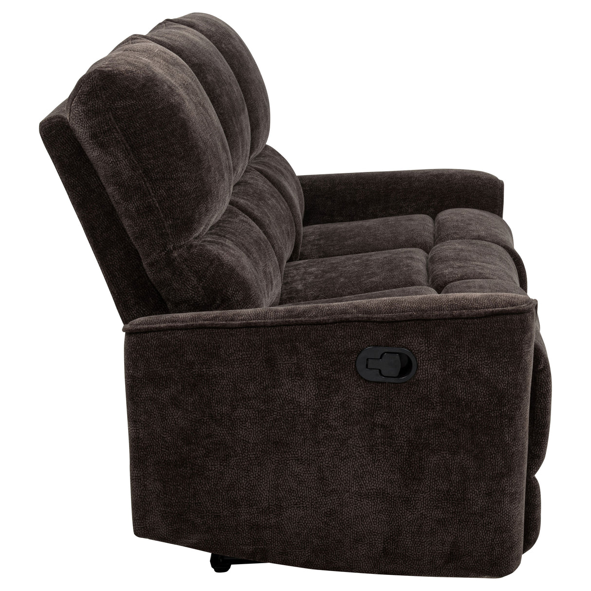 Navarro Chenille Upholstered Reclining Sofa in Dark Brown