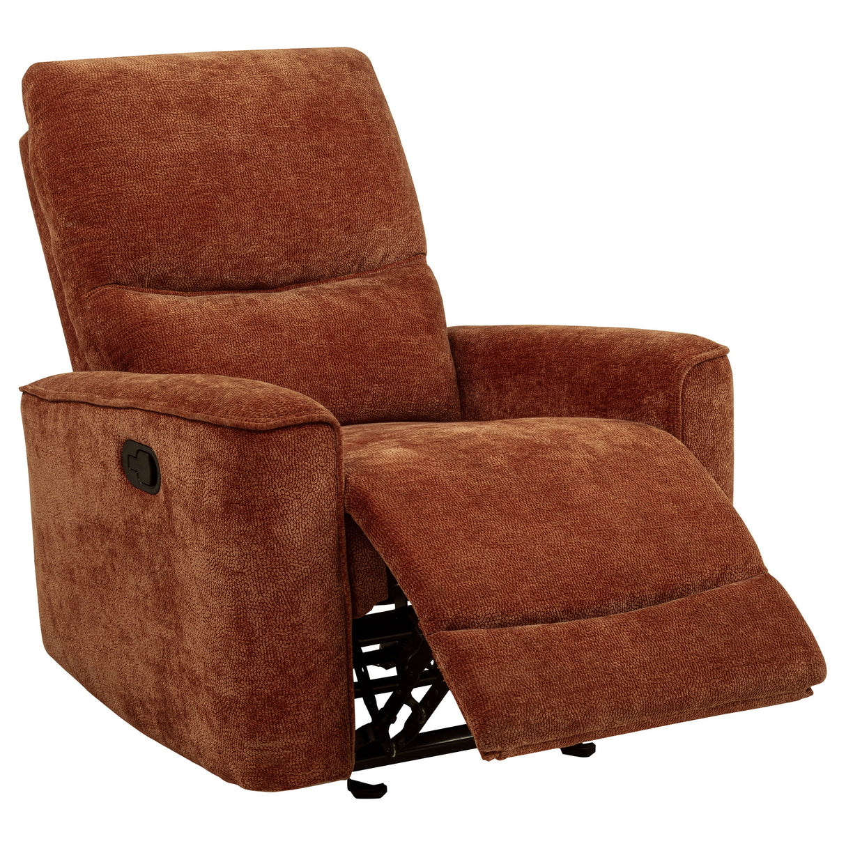 Navarro Chenille Upholstered Glider Recliner, Burnt Orange