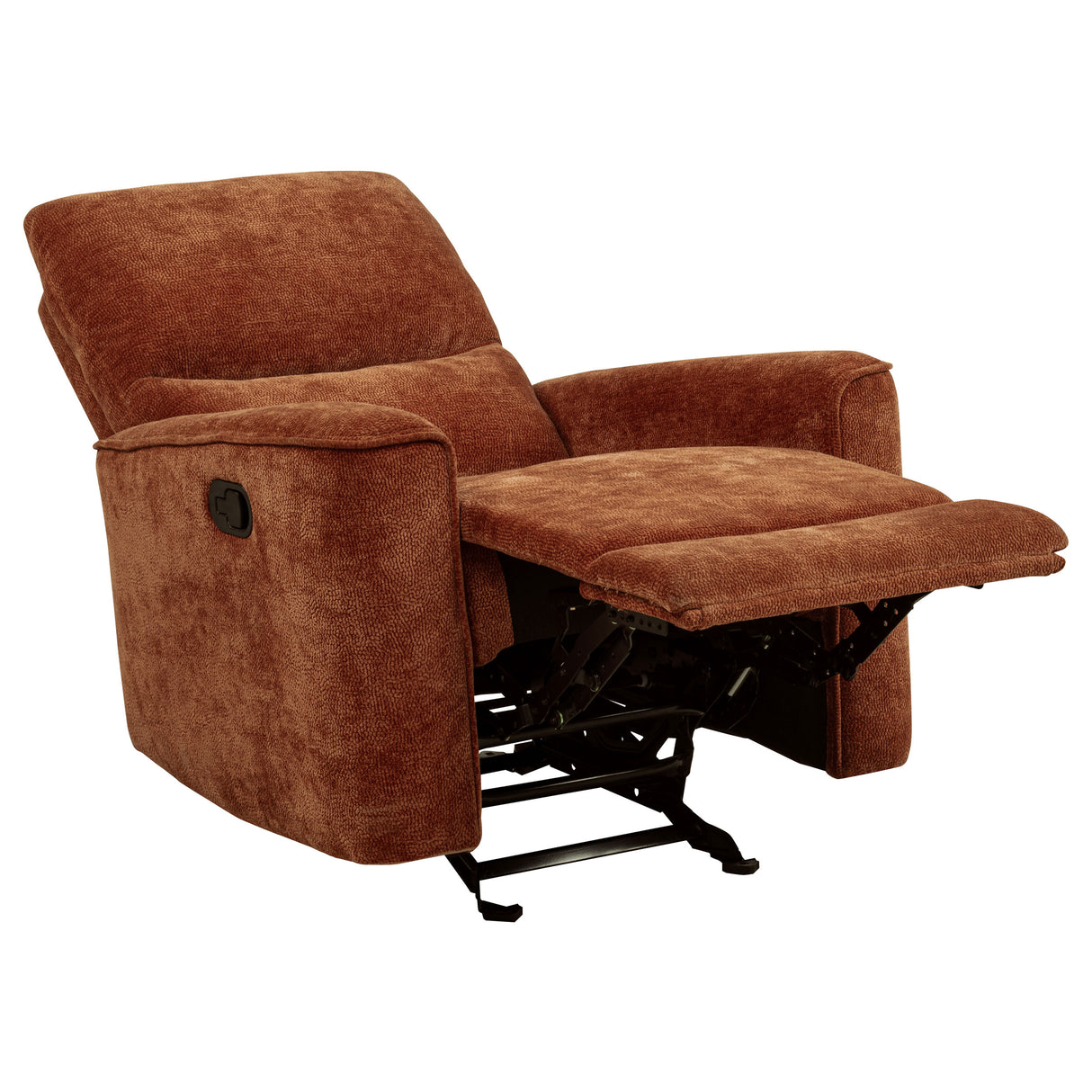 Navarro Chenille Upholstered Glider Recliner, Burnt Orange