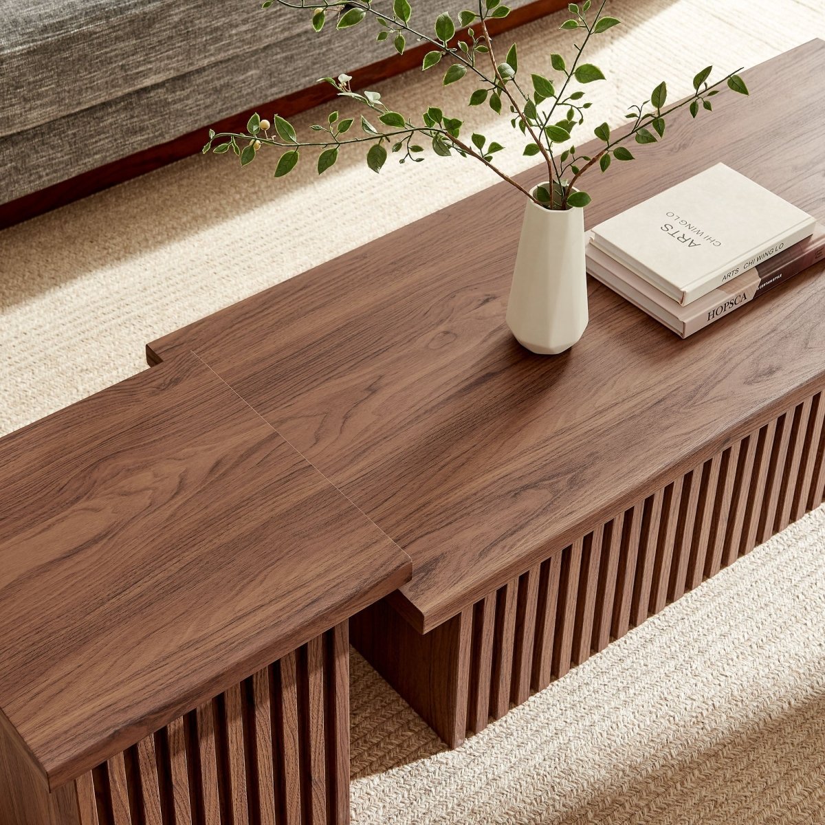 61 Inch Mid - Century Slat - Base Nesting Coffee Table Set - Coffee Tables available at Alpine Outlets in Denver