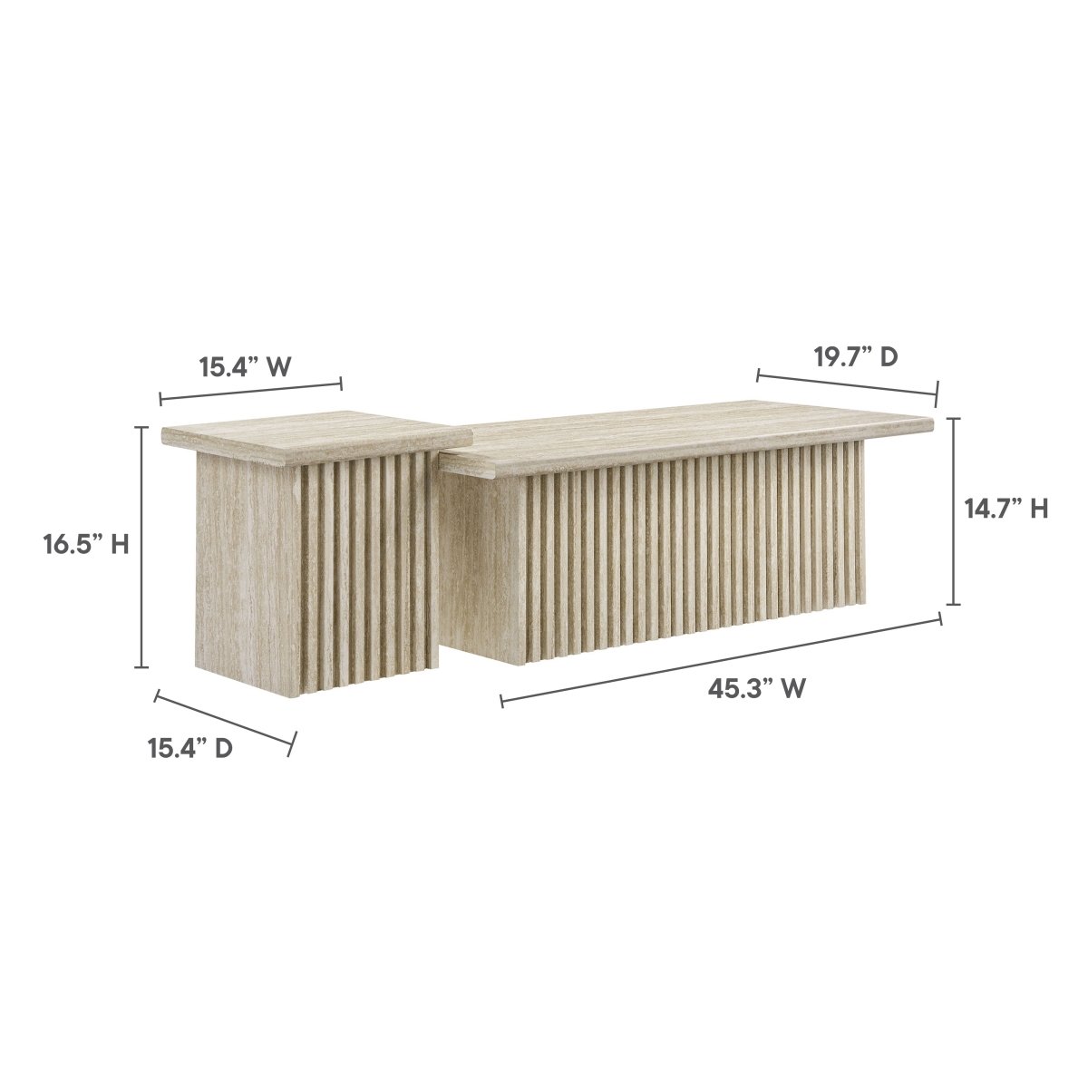 61 Inch Mid - Century Slat - Base Nesting Coffee Table Set - Coffee Tables available at Alpine Outlets in Denver