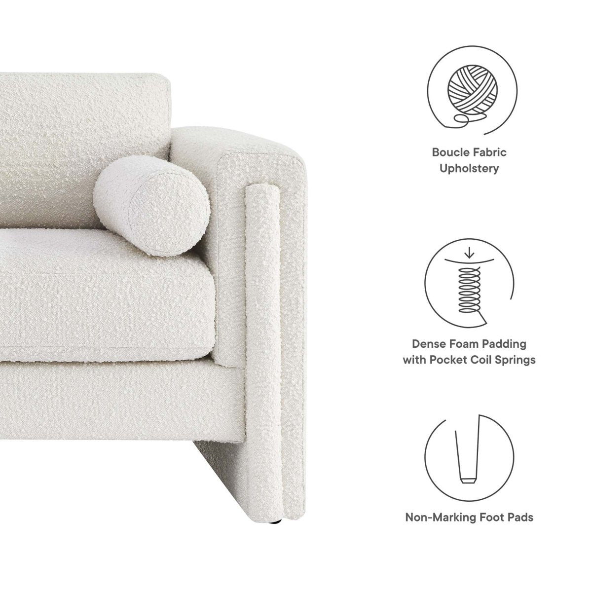 61 - Inch Visible Boucle Fabric Upholstered Loveseat - Loveseats available at Alpine Outlets in Denver