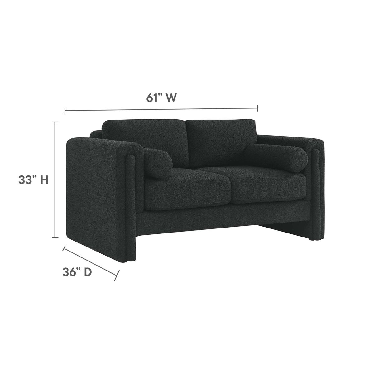 61 - Inch Visible Boucle Fabric Upholstered Loveseat - Loveseats available at Alpine Outlets in Denver