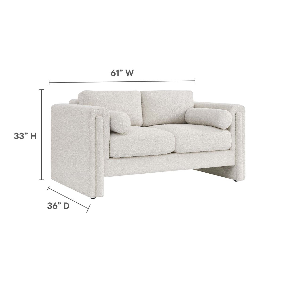 61 - Inch Visible Boucle Fabric Upholstered Loveseat - Loveseats available at Alpine Outlets in Denver