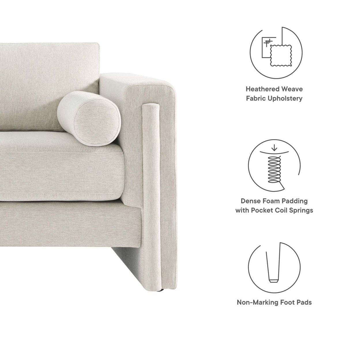 61 - Inch Visible Heathered Fabric Loveseat - Loveseats available at Alpine Outlets in Denver