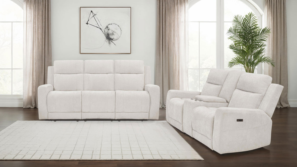 Kennett 2-Piece Chenille Power Reclining Sofa Set, Ivory