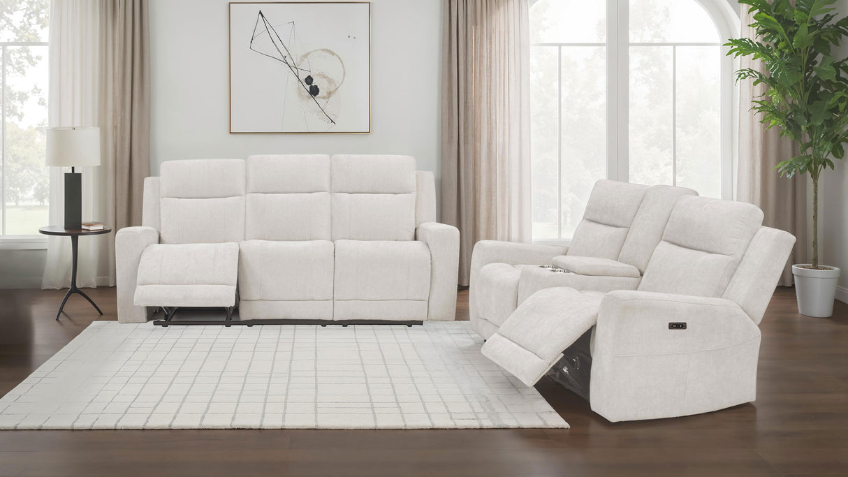 Kennett 2-Piece Chenille Power Reclining Sofa Set, Ivory