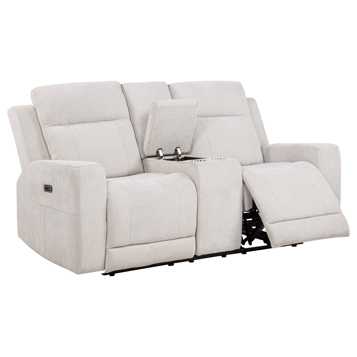 Kennett Chenille Power Reclining Loveseat in Ivory