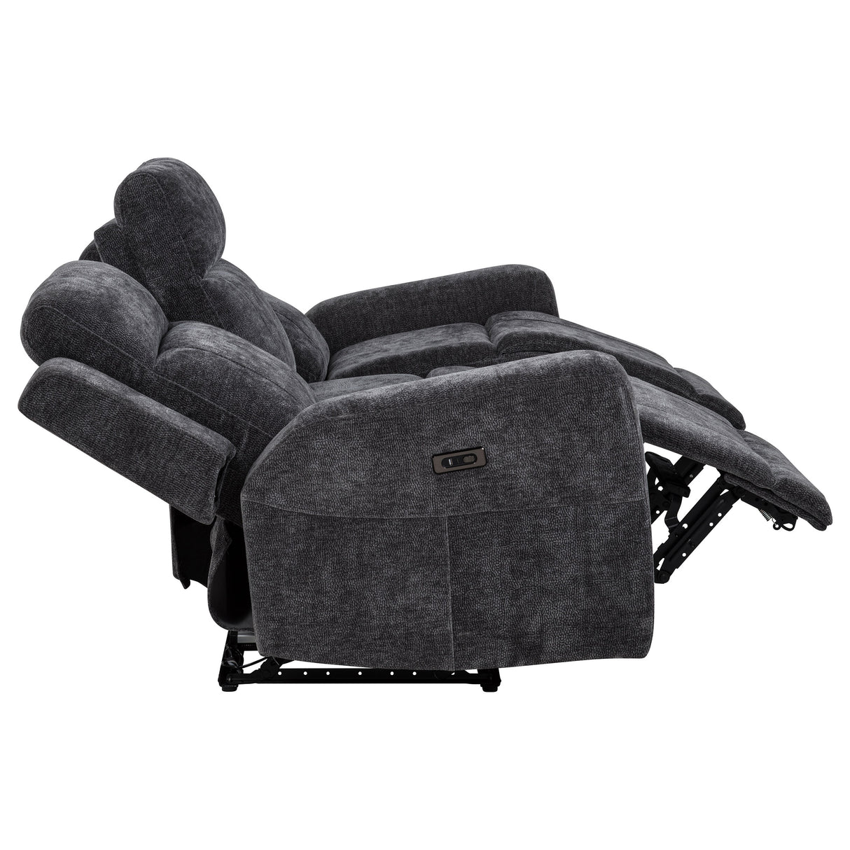 Kennett 2-Piece Chenille Power Reclining Sofa Set Dark Grey