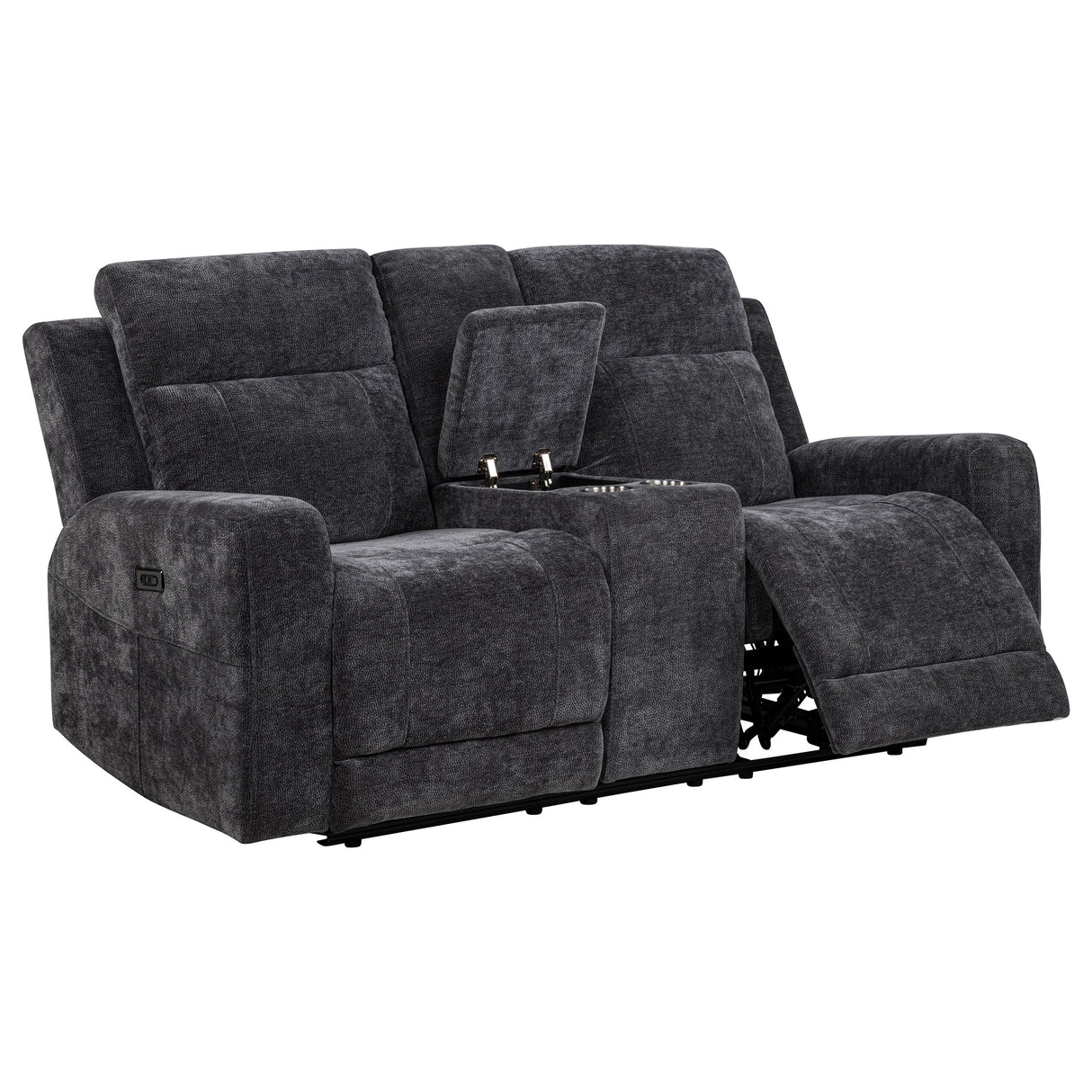Kennett 2-Piece Chenille Power Reclining Sofa Set Dark Grey