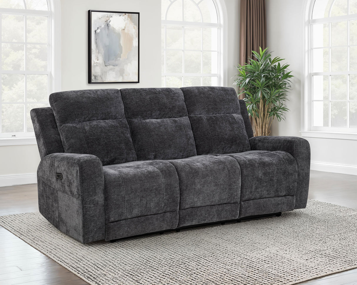 Kennett Chenille Power Reclining Sofa - Dark Grey