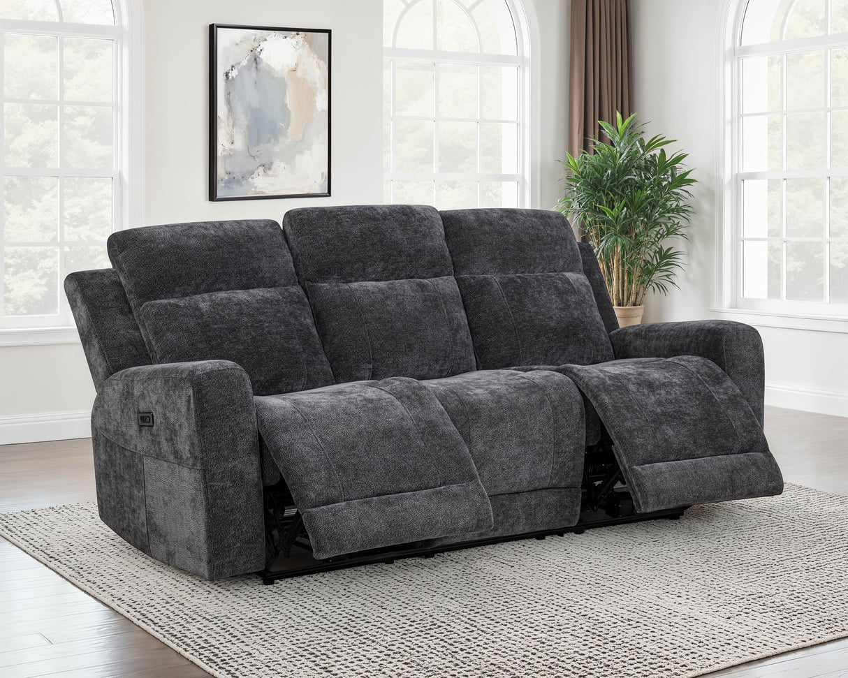 Kennett Chenille Power Reclining Sofa - Dark Grey
