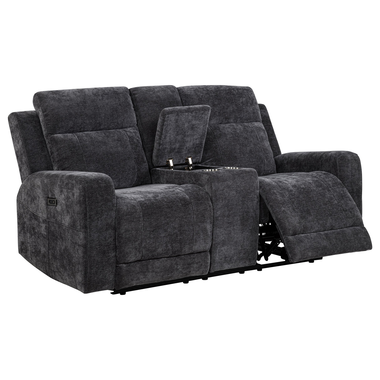 Kennett Chenille Power Reclining Loveseat in Dark Grey