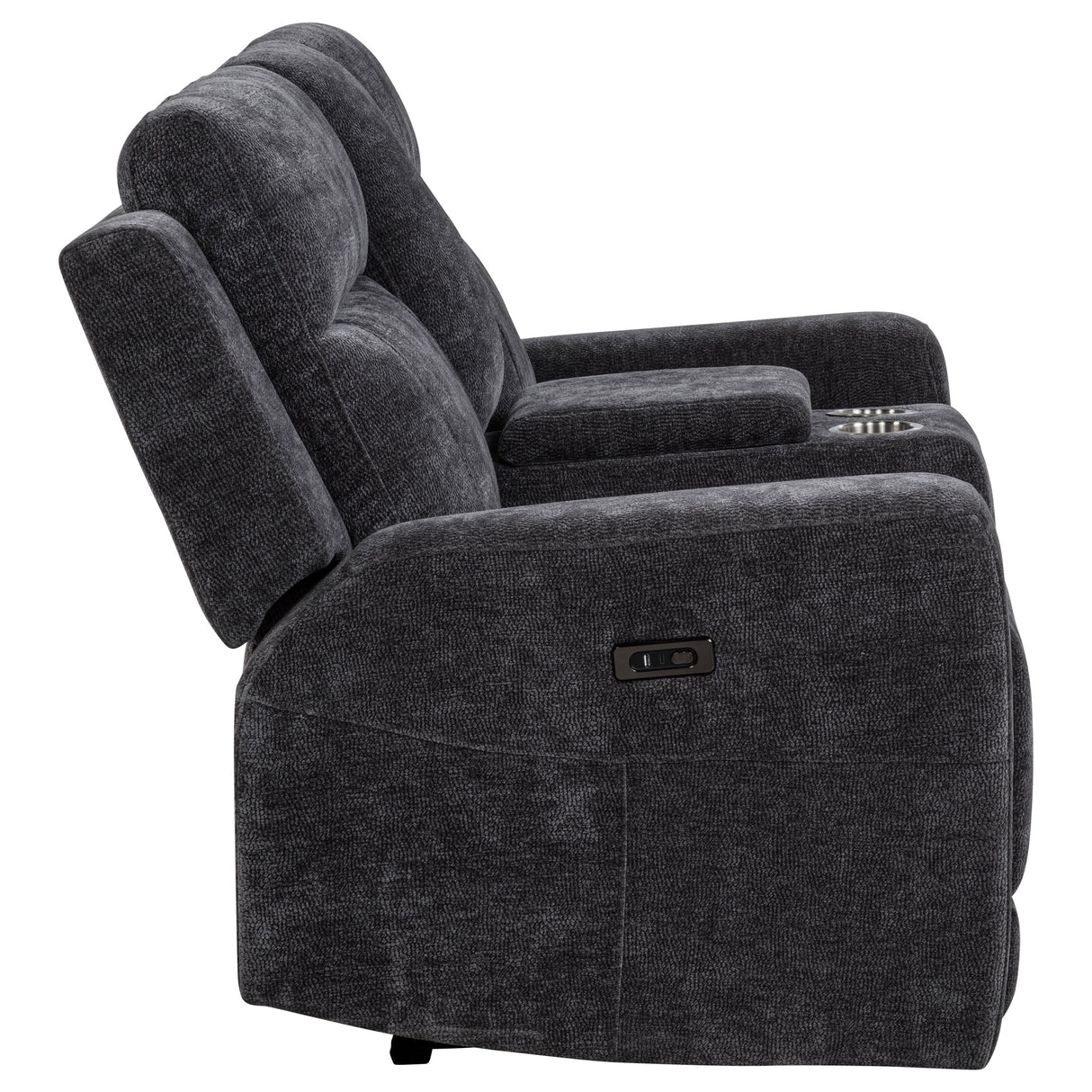 Kennett Chenille Power Reclining Loveseat in Dark Grey