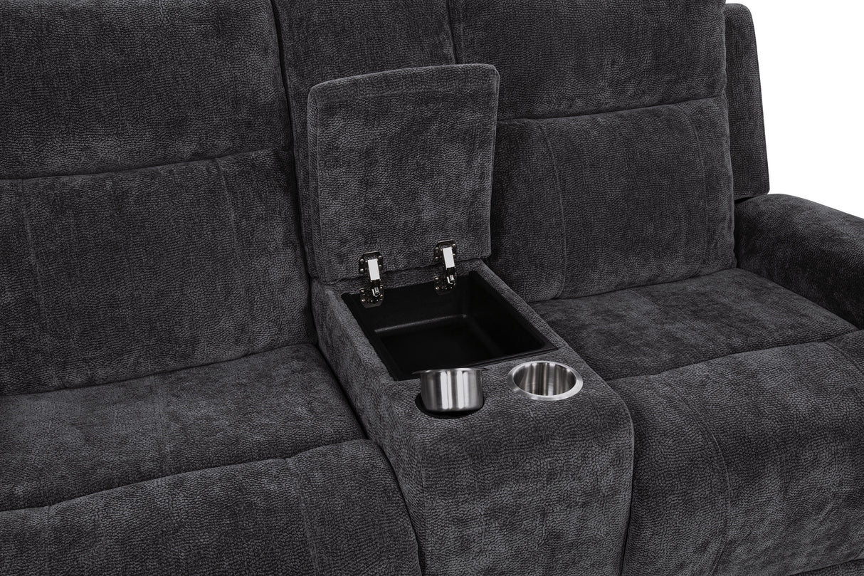 Kennett Chenille Power Reclining Loveseat in Dark Grey