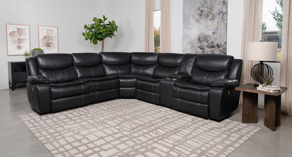 Sycamore Upholstered Power Reclining Sectional - Dark Grey