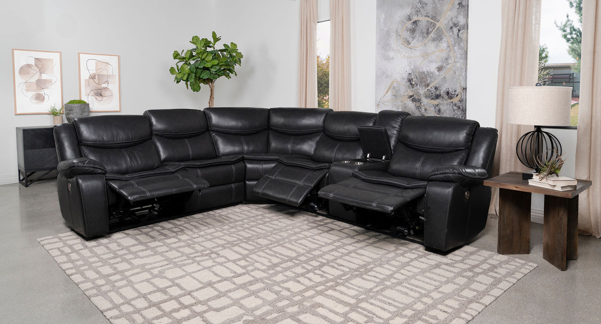 Sycamore Upholstered Power Reclining Sectional - Dark Grey