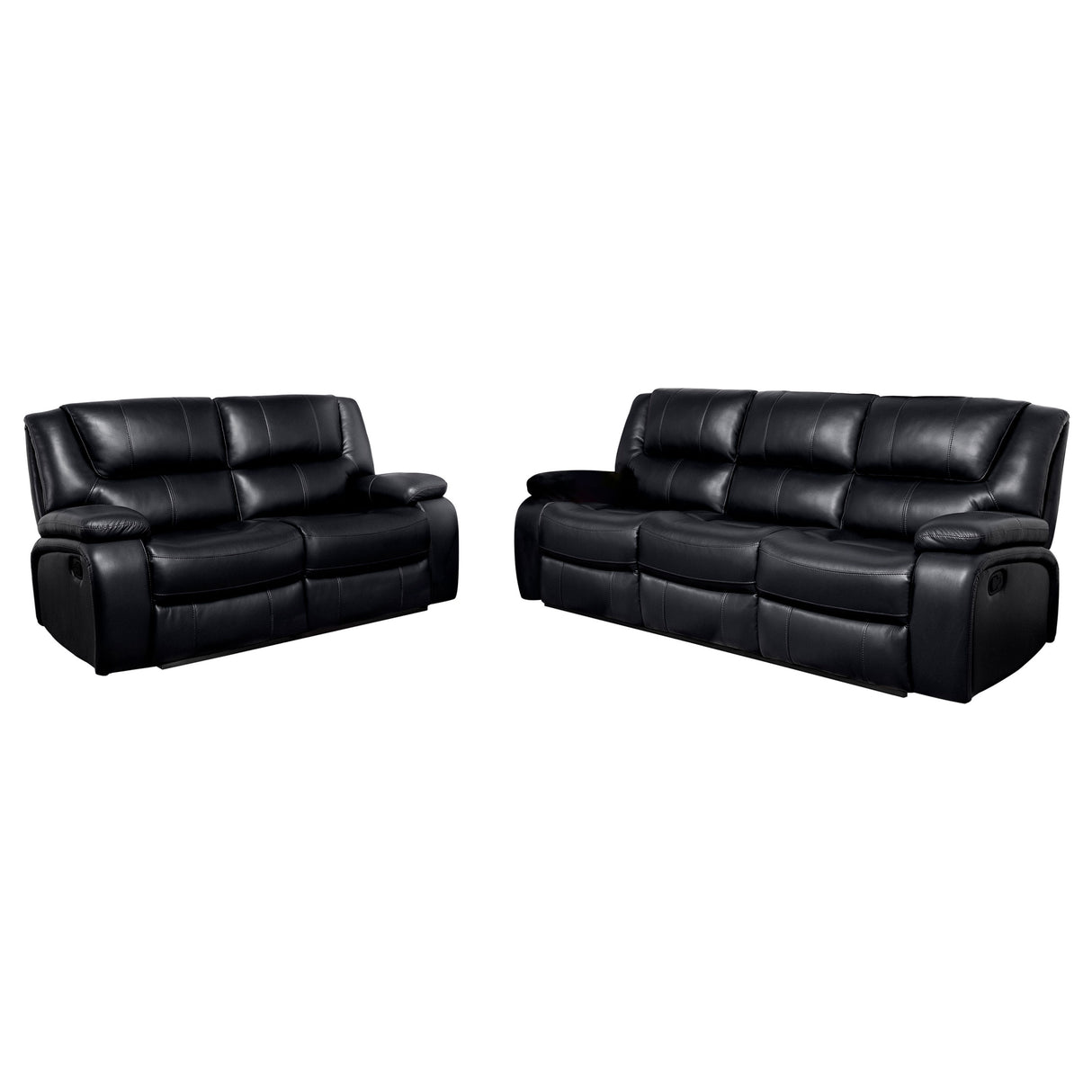 Camila 2-Piece Upholstered Reclining Sofa Set in Black