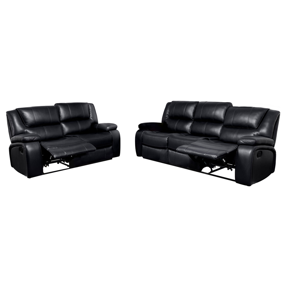 Camila 2-Piece Upholstered Reclining Sofa Set in Black