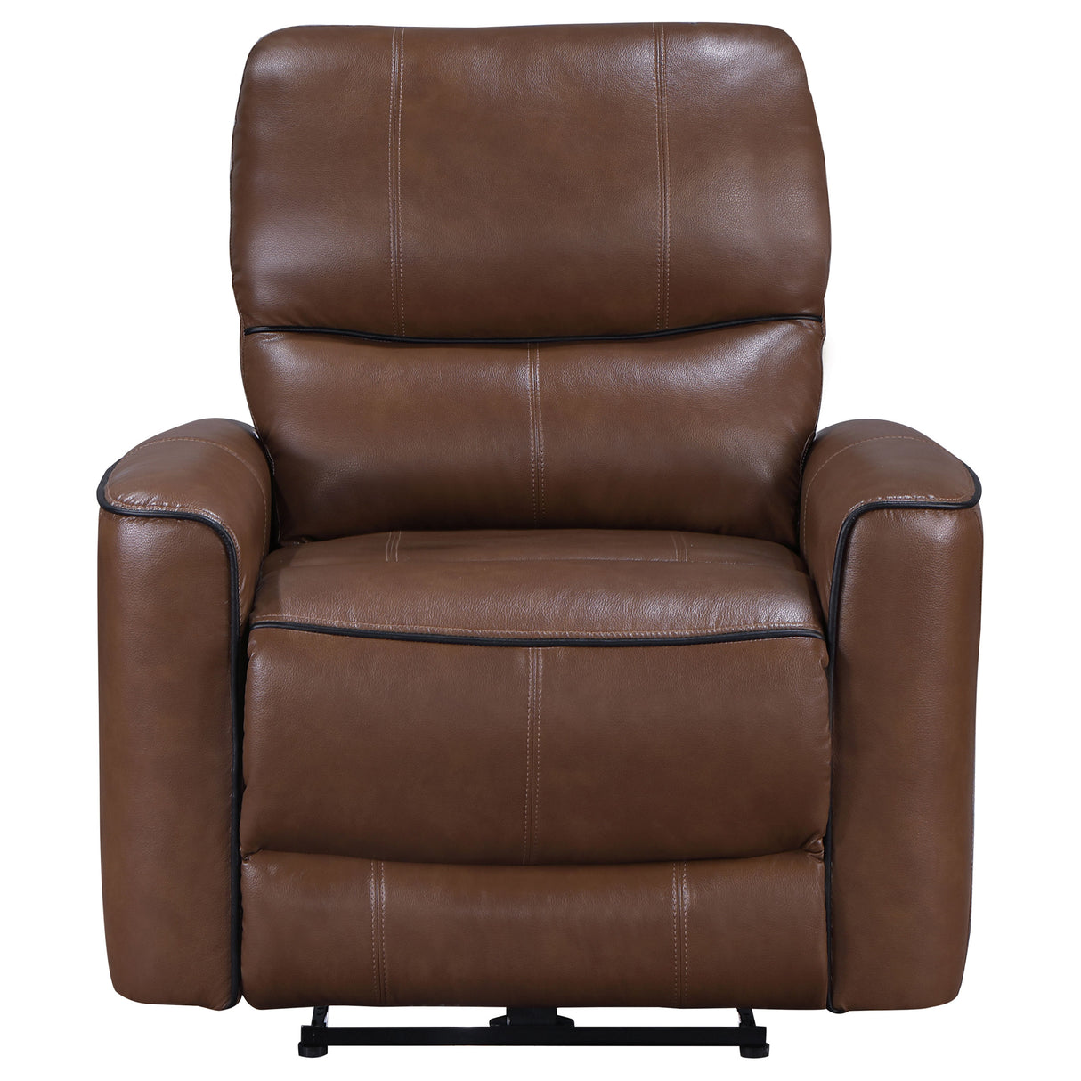 Greenfield Upholstered Power Recliner Chair in Saddle Brown