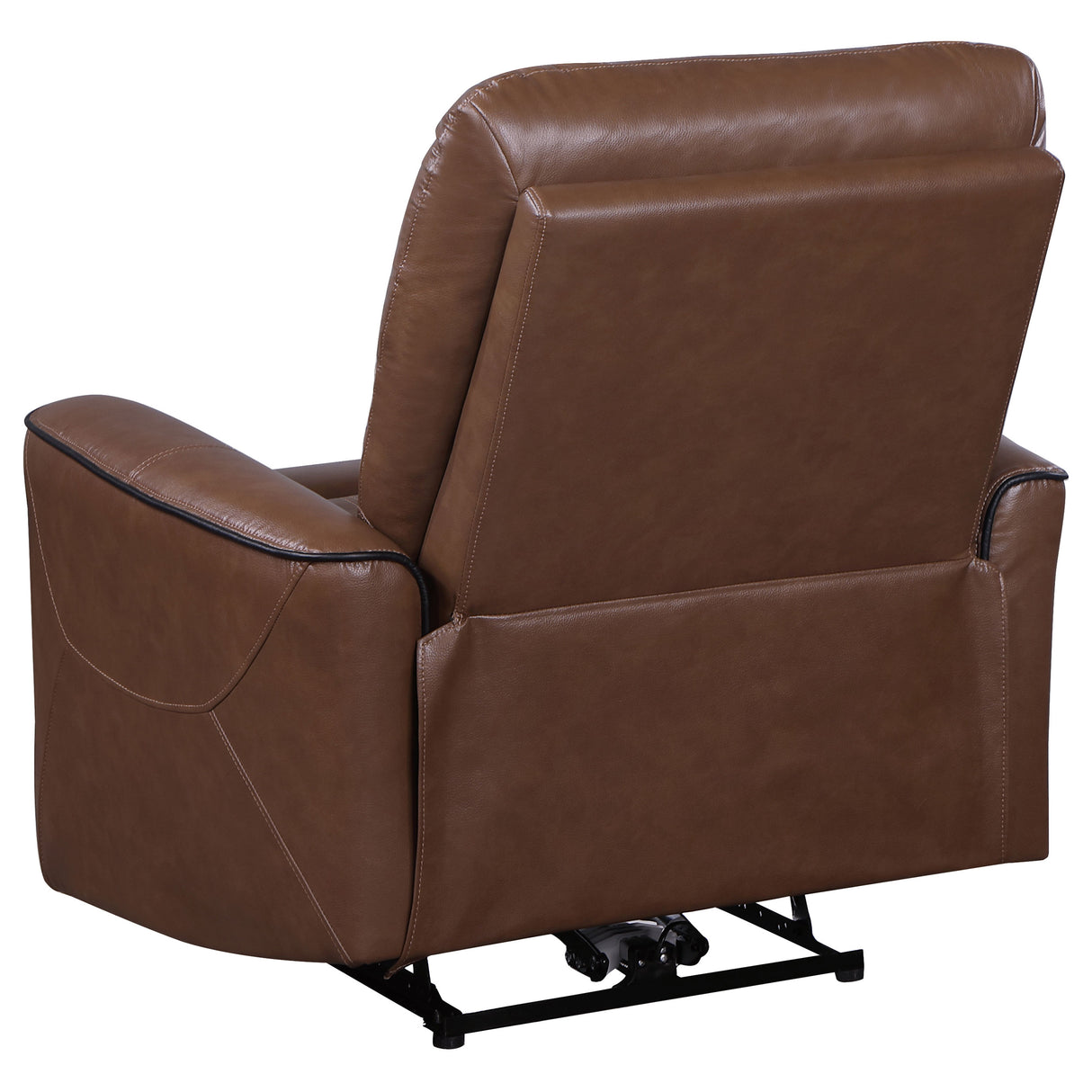 Greenfield Upholstered Power Recliner Chair in Saddle Brown