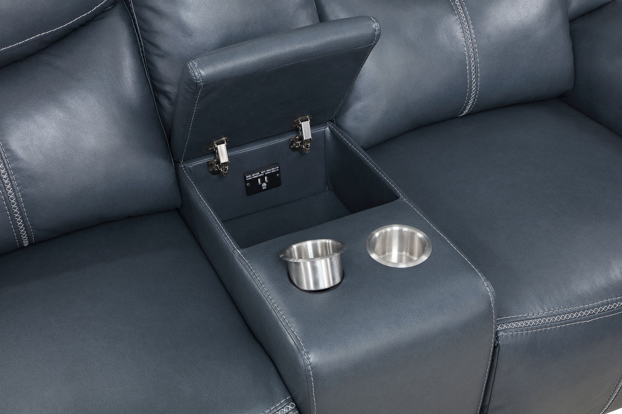 Sloane Upholstered Padded Arm Reclining Loveseat - Blue