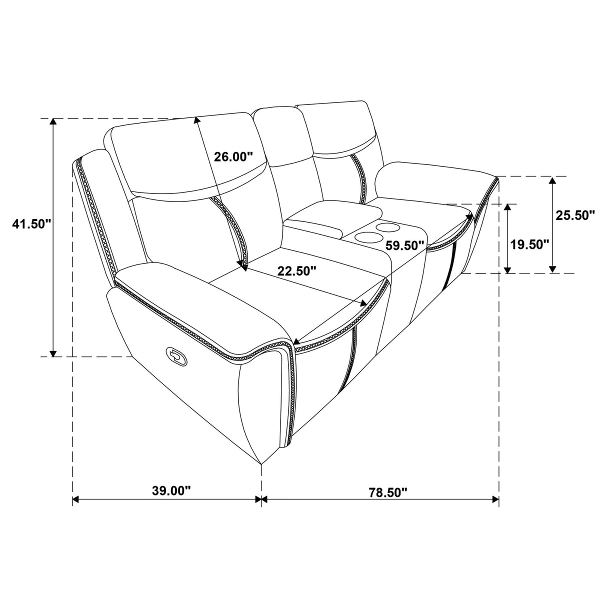 Sloane Upholstered Padded Arm Reclining Loveseat - Blue