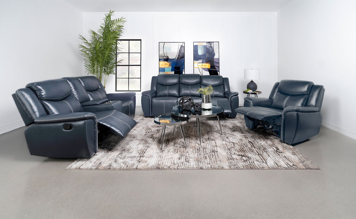 Sloane Upholstered Padded Arm Reclining Loveseat - Blue