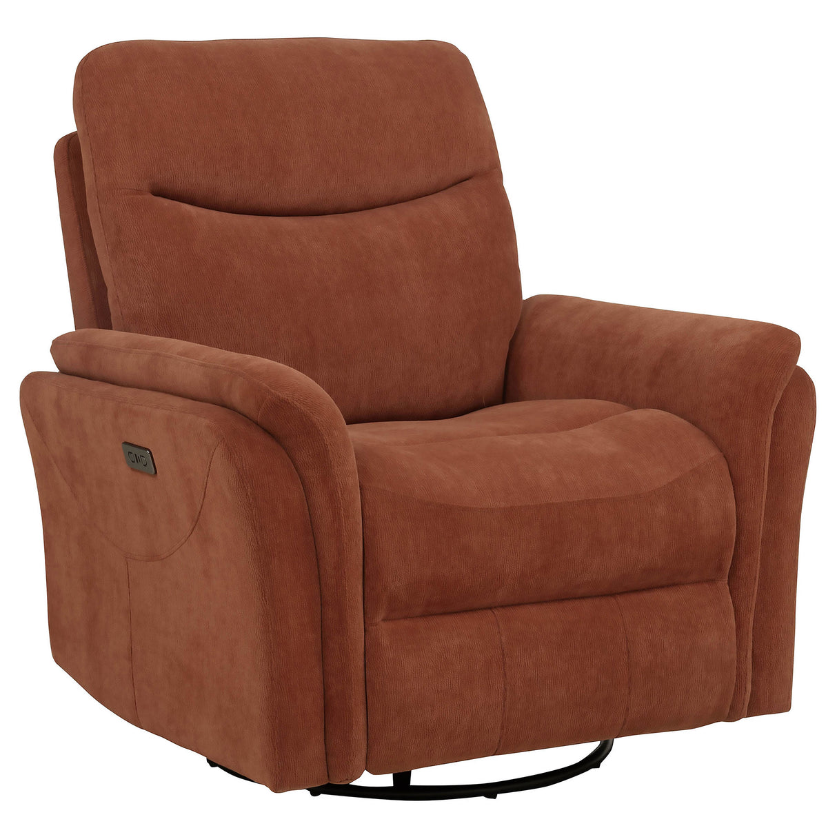 Adler Upholstered Power Swivel Glider Recliner in Rust