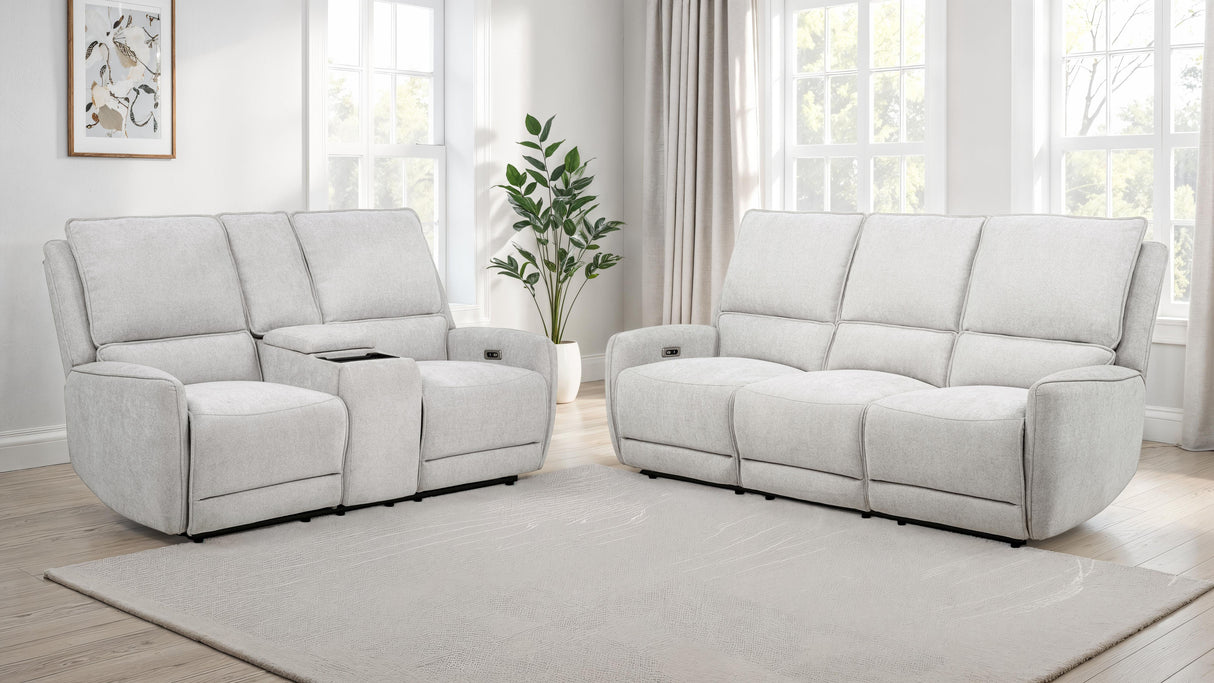 Sylmar 2-Piece Chenille Power Reclining Sofa Set Dove Grey